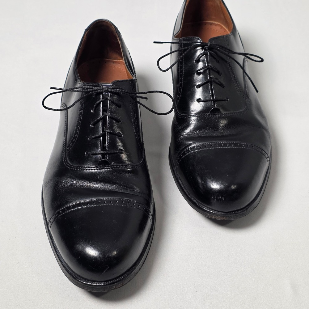 Bostonian Classics Oxford Mens 10.5 Black Leather Cap Toe First Flex Shoes 20350